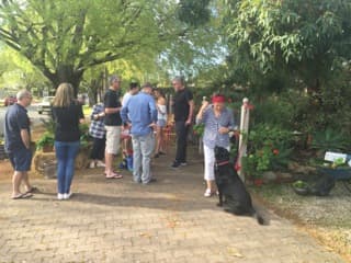 Youth, elderly & those in between all dropped in to our garden gathering! Pets too of course!